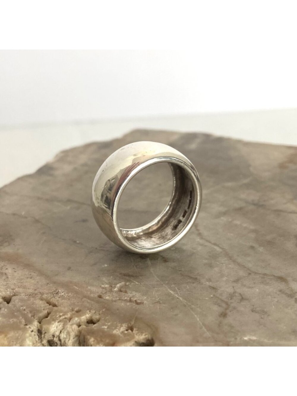 Sterling Silver 925 MWS Thailand Mark Wasserman Curved Wide Band Ring Sz 6.75 - Picture 5 of 15